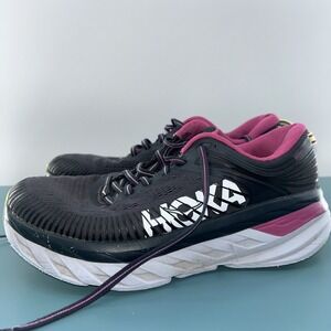 Hoka One One Womens Bondi 7 Black/Pink Running Sneakers Size 9 Gently Used